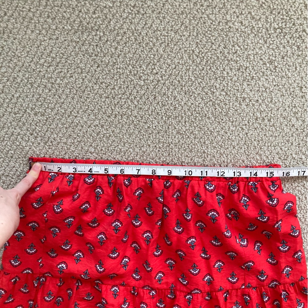 Ann Taylor Tiered Full Body Maxi Skirt Size Medium Bright Red Pattern Like New - Picture 5 of 8
